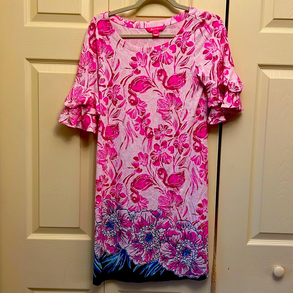 Lilly Pulitzer Lula Dress Coral Reef Flamingle. Size small